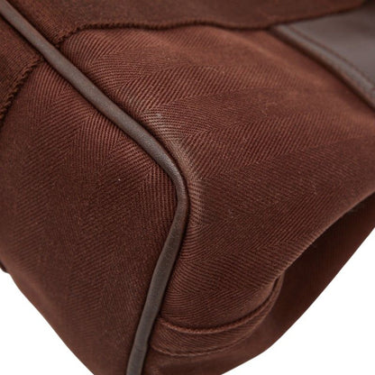 Hermes Valparaiso PM Tote Brown Toile Chevron Leather