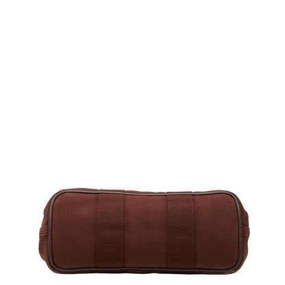 Hermes Valparaiso PM Tote Brown Toile Chevron Leather