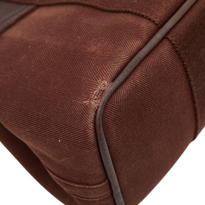 Hermes Valparaiso PM Tote Brown Toile Chevron Leather