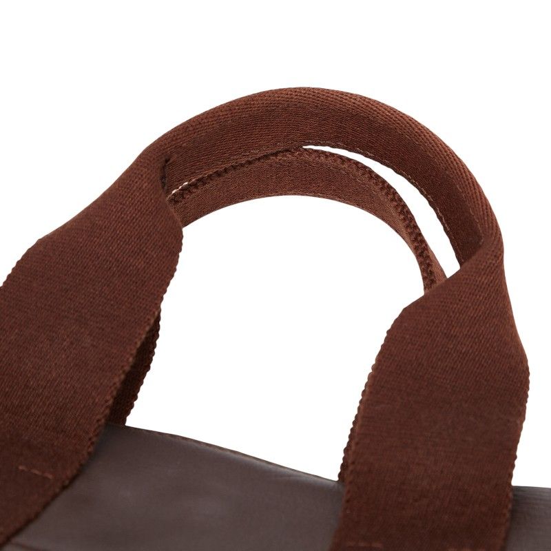 Hermes Valparaiso PM Tote Brown Toile Chevron Leather