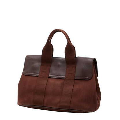 Hermes Valparaiso PM Tote Brown Toile Chevron Leather