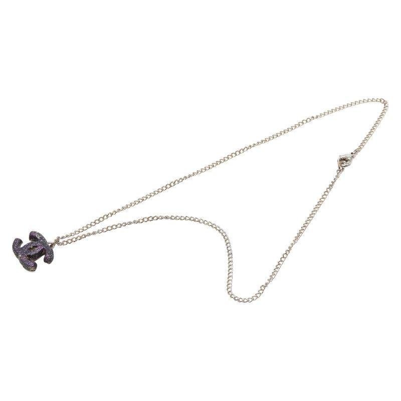 Chanel CC Logo Silver Purple Metal