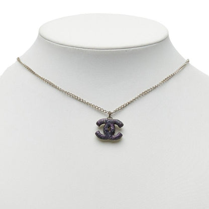 Chanel CC Logo Silver Purple Metal