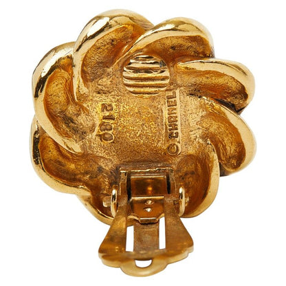 Chanel CC Logo Gripoix Gold Red Plated Glass