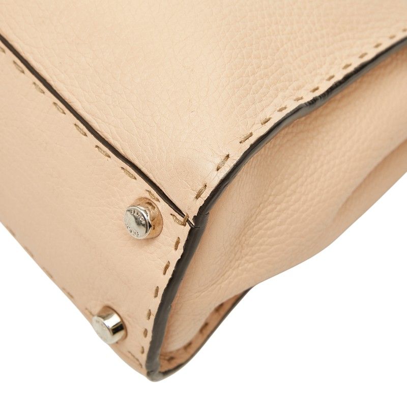 Fendi Selleria Peekaboo 2-Way Shoulder Bag Beige Leather