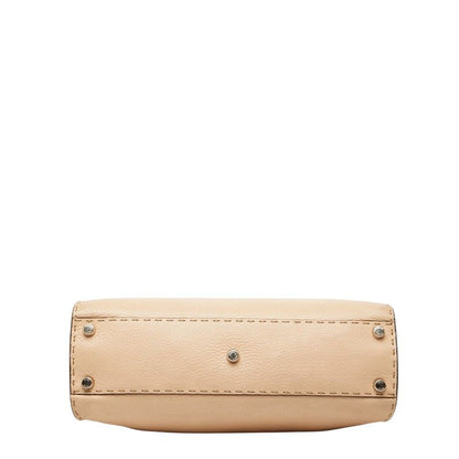 Fendi Selleria Peekaboo 2-Way Shoulder Bag Beige Leather