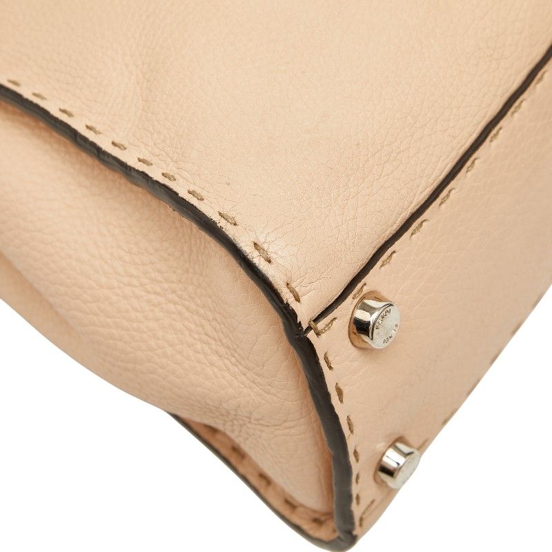 Fendi Selleria Peekaboo 2-Way Shoulder Bag Beige Leather