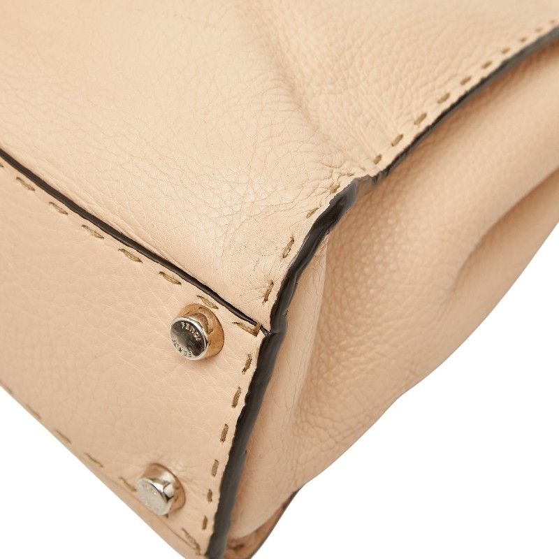 Fendi Selleria Peekaboo 2-Way Shoulder Bag Beige Leather