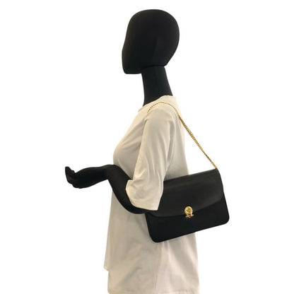 Dior Vintage Black Gold Leather Chain Shoulder Bag
