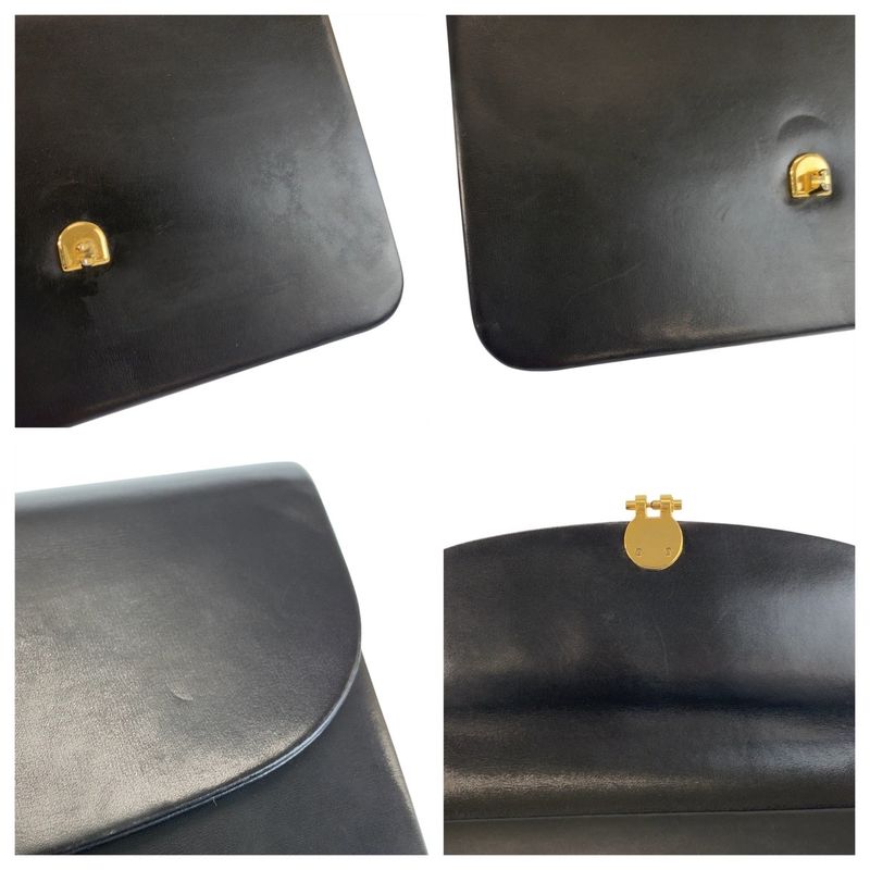 Dior Vintage Black Gold Leather Chain Shoulder Bag