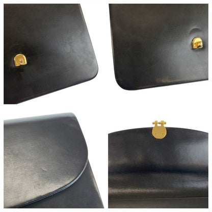 Dior Vintage Black Gold Leather Chain Shoulder Bag
