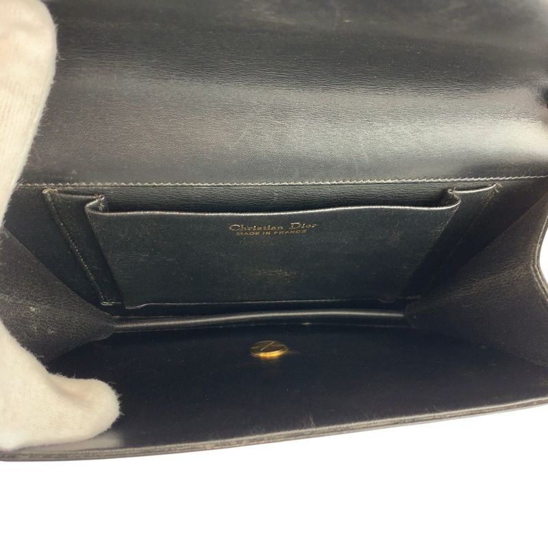 Dior Vintage Black Gold Leather Chain Shoulder Bag