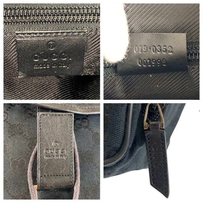 Gucci Black Silver GG Canvas Leather 019 Backpack