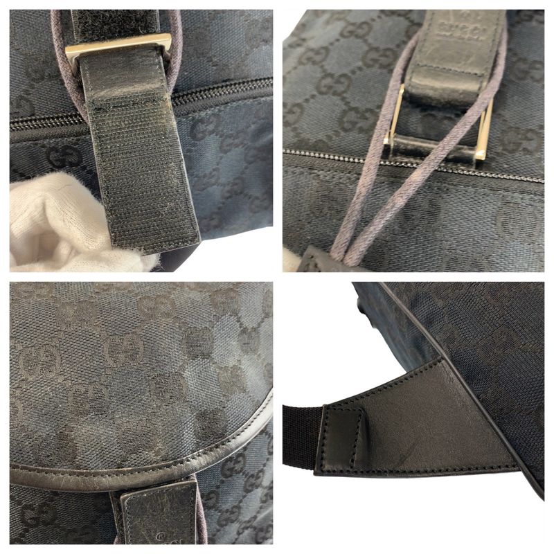 Gucci Black Silver GG Canvas Leather 019 Backpack