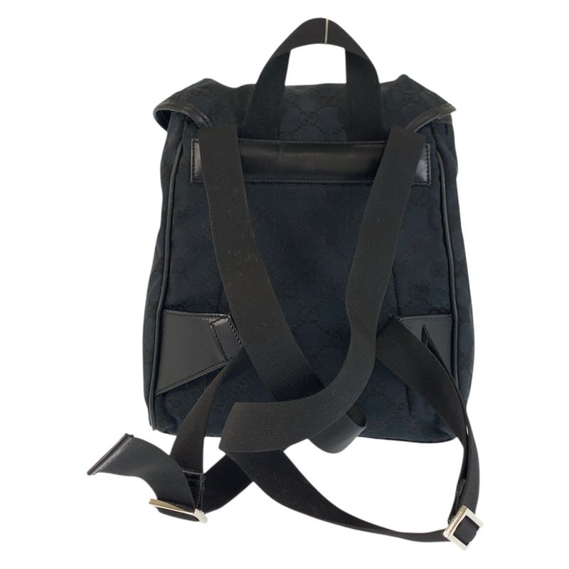 Gucci Black Silver GG Canvas Leather 019 Backpack