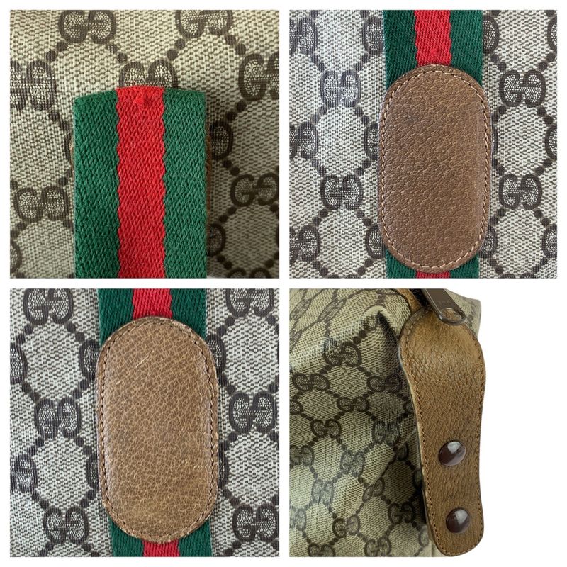 Gucci Vintage Sherry Line Vintage Beige Brown GG Supreme Canvas