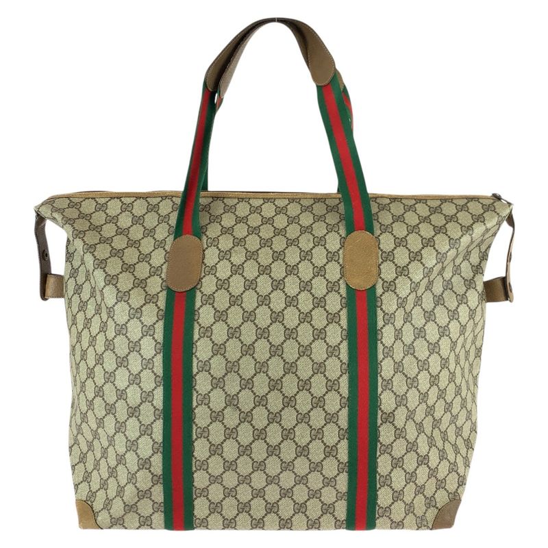 Gucci Vintage Sherry Line Vintage Beige Brown GG Supreme Canvas