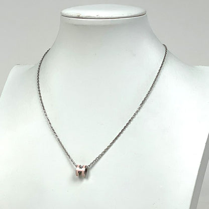 Hermes Mini Pop Necklace Pop Logo Necklace Metal Silver Pink