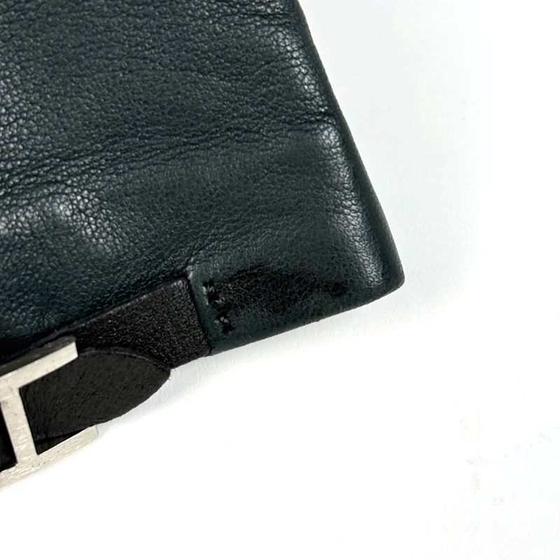 Hermes Logo Gloves Cold Protection Stitching Gloves Leather Dark Green