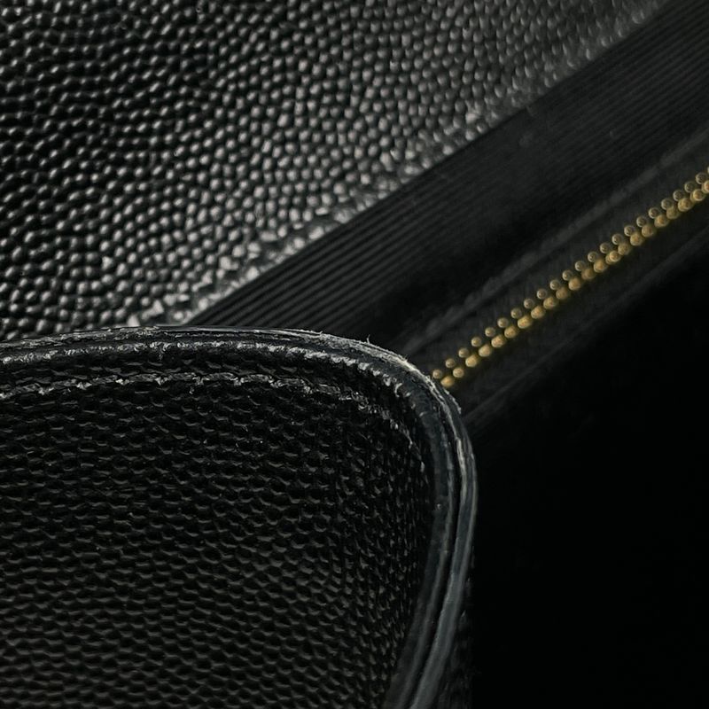 Saint Laurent Yves Logo Chain Shoulder Bag Leather Black