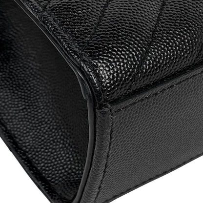 Saint Laurent Yves Logo Chain Shoulder Bag Leather Black