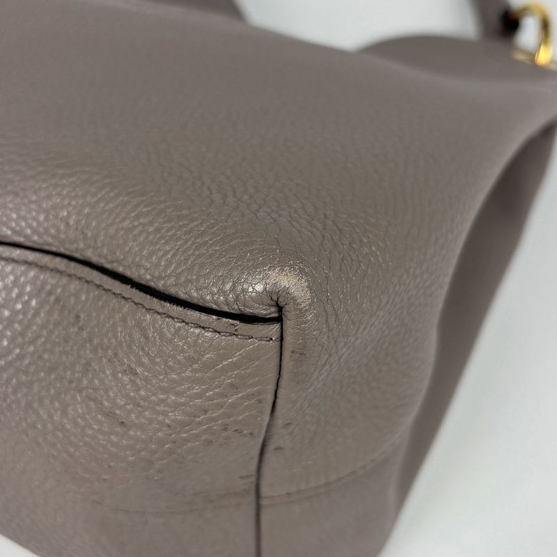 Prada Logo Shoulder Bag Leather Grey