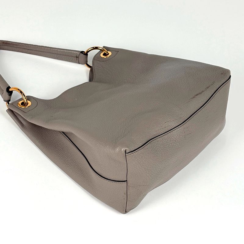 Prada Logo Shoulder Bag Leather Grey