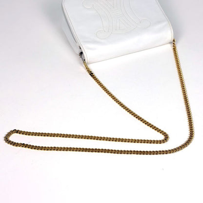 Celine Blason Chain Shoulder Bag Logo Crossbody Leather White