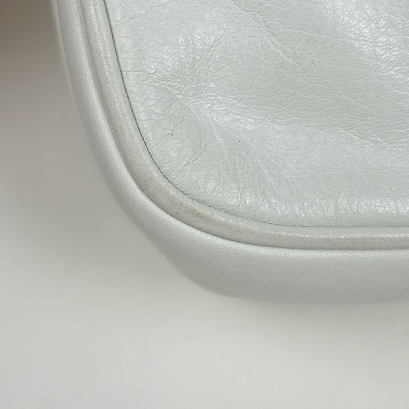 Celine Blason Chain Shoulder Bag Logo Crossbody Leather White