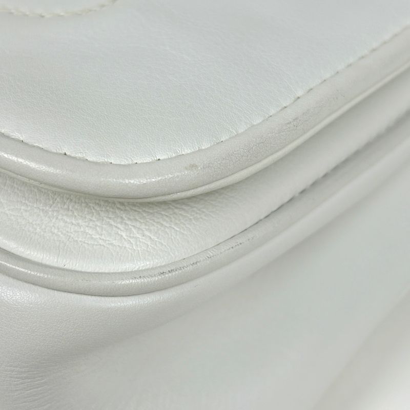 Celine Blason Chain Shoulder Bag Logo Crossbody Leather White