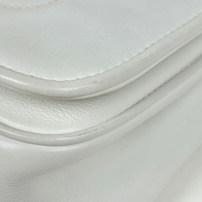 Celine Blason Chain Shoulder Bag Logo Crossbody Leather White