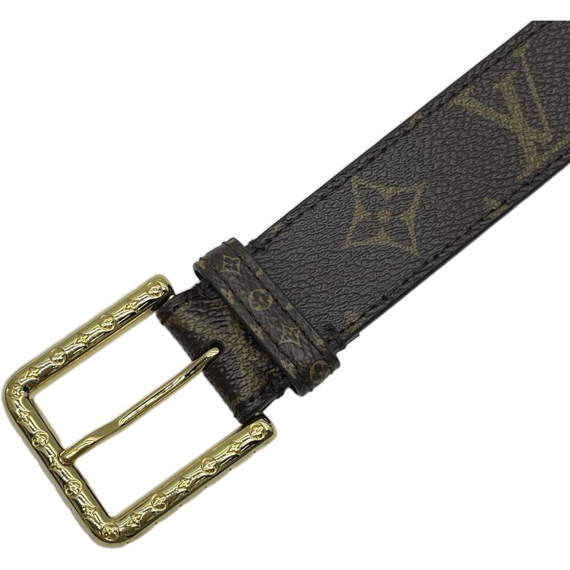Louis Vuitton Belt Ceinture Monogram Canvas Brown Gold