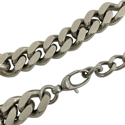Gucci Interlocking Chain Belt Choker Black Leather Silver