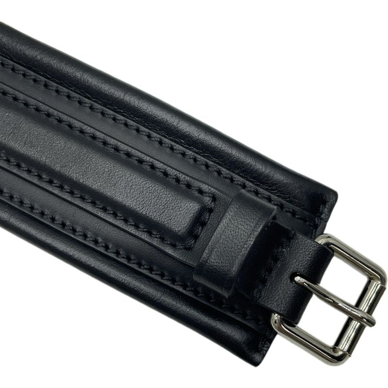 Gucci Interlocking Chain Belt Choker Black Leather Silver