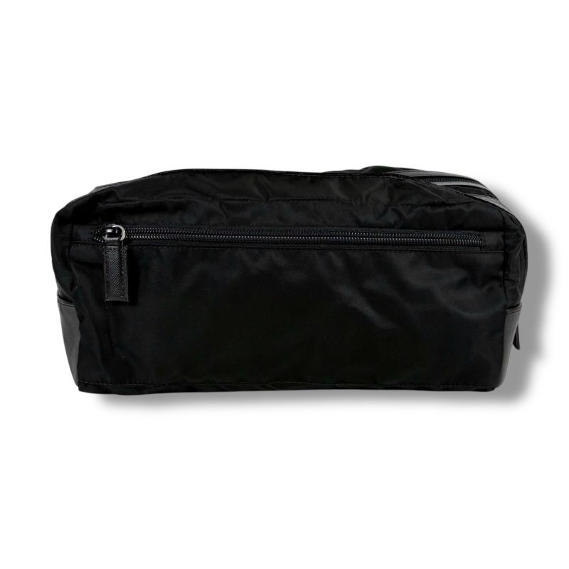 Prada Triangle Logo Clutch Multi Pouch Black Tessuto
