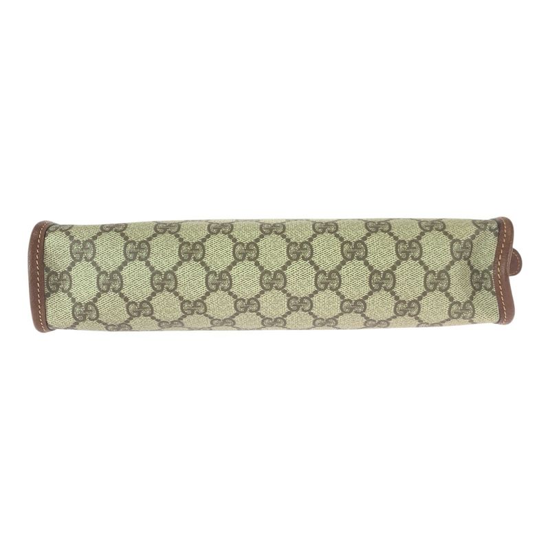 Gucci Vintage Beige Brown Gold GG Supreme Canvas Leather Second