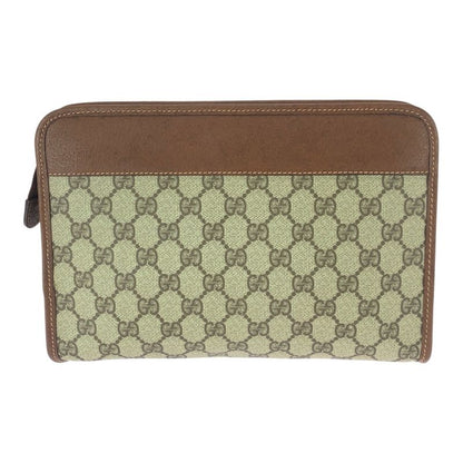 Gucci Vintage Beige Brown Gold GG Supreme Canvas Leather Second