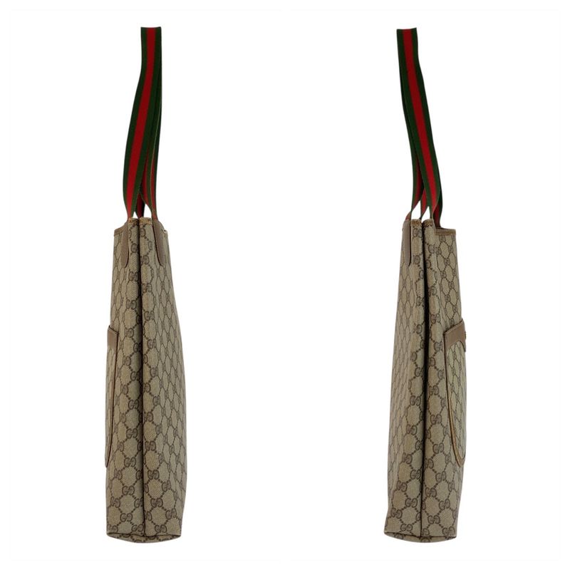 Gucci Vintage Sherry Line Beige GG Supreme Canvas Tote