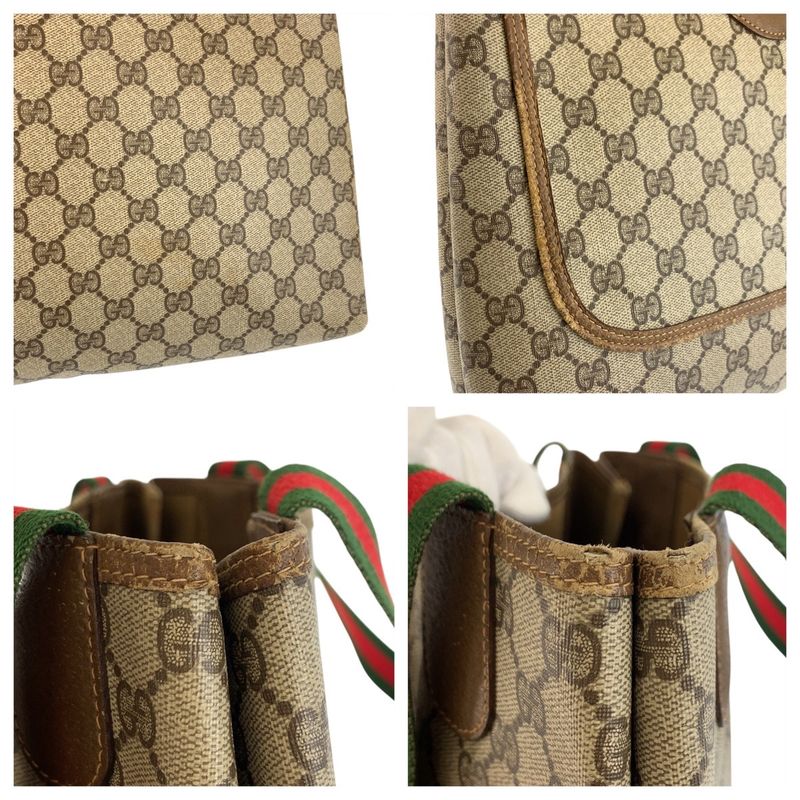 Gucci Vintage Sherry Line Beige GG Supreme Canvas Tote
