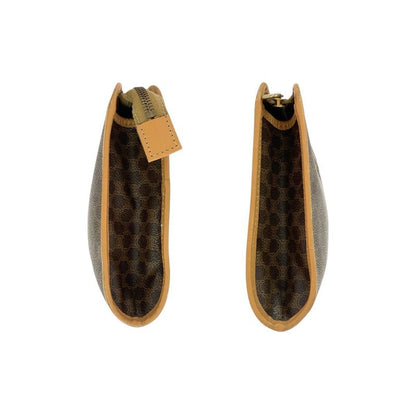 Celine Macadam Brown Gold Leather Clutch