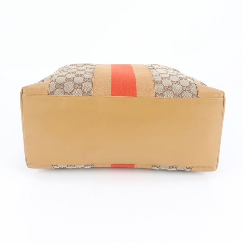 Gucci GG Canvas Sherry Line 002 Leather Tote