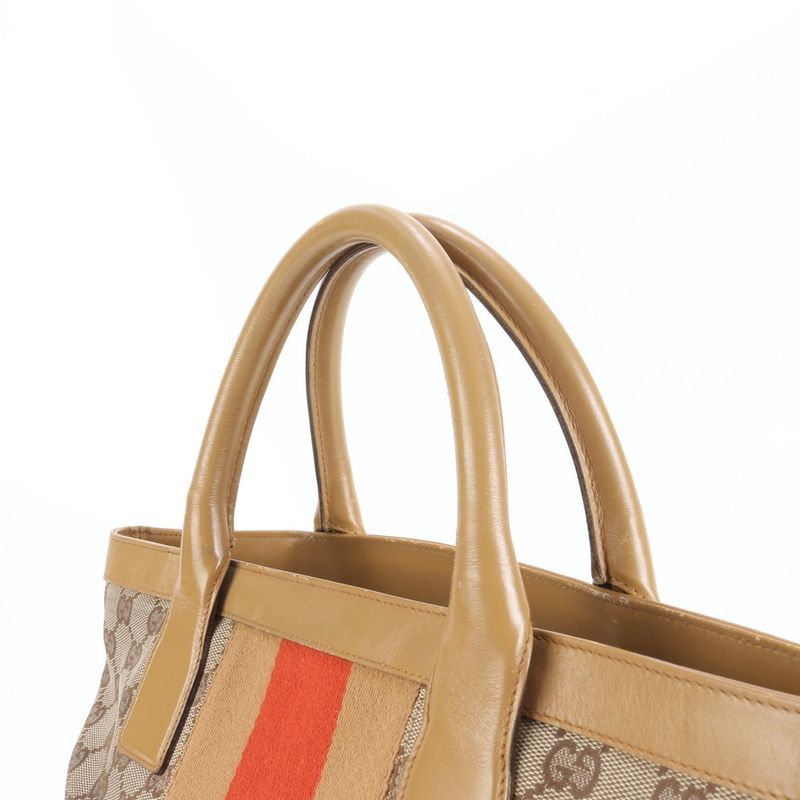Gucci GG Canvas Sherry Line 002 Leather Tote