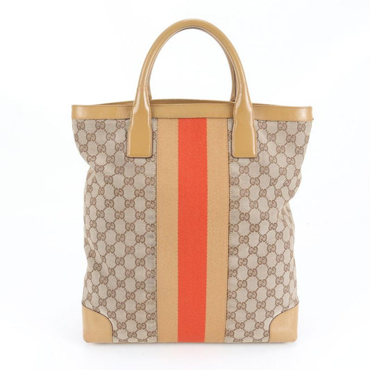 Gucci GG Canvas Sherry Line 002 Leather Tote