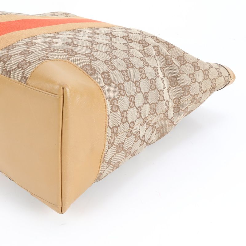 Gucci GG Canvas Sherry Line 002 Leather Tote