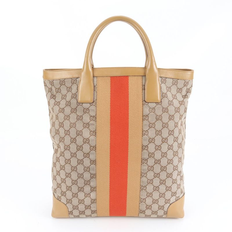 Gucci GG Canvas Sherry Line 002 Leather Tote