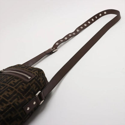 Fendi Zucca Leather Shoulder Bag Crossbody Hand Tote Brown Mmm