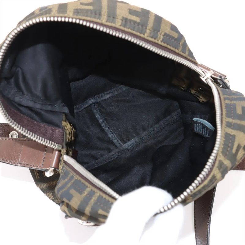 Fendi Zucca Leather Shoulder Bag Crossbody Hand Tote Brown Mmm