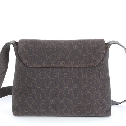 Gucci GG Canvas Leather Shoulder Bag Crossbody Messenger Brown