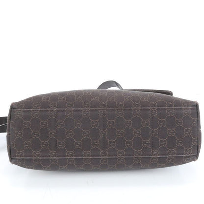 Gucci GG Canvas Leather Shoulder Bag Crossbody Messenger Brown
