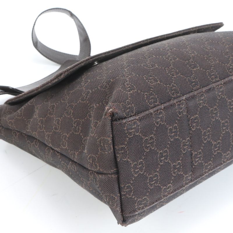 Gucci GG Canvas Leather Shoulder Bag Crossbody Messenger Brown